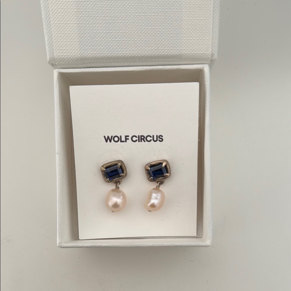 Wolf Circus Blue and Pearl Drop Earrings